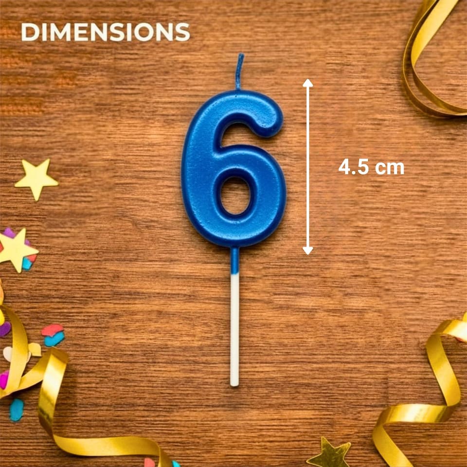 image 1 of Blue 6 Number Candle  Birthday Anniversary Party Cake Decorations Topper | Blue