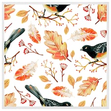 Birds & leaves in autumn (Picutre Frame) White | XL