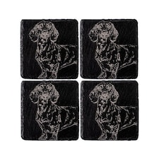 The Just Slate Company Set of 4 Dachshund Slate Coasters