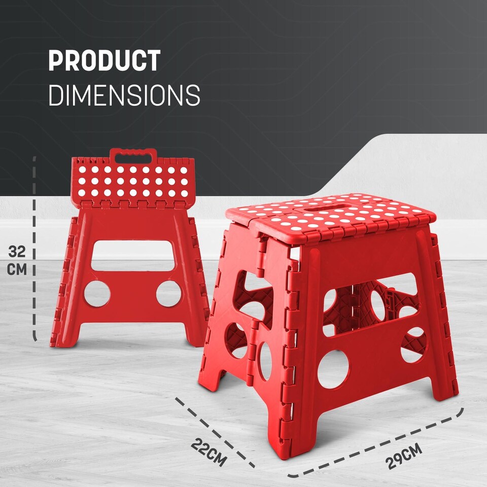 image 1 of Keplin Heavy Duty Folding Step Stool Non-Slip Plastic with Carry Handle, 13 Inch