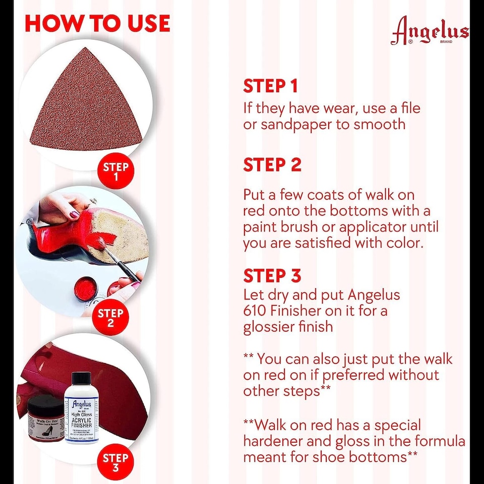 image 1 of Angelus Red Walk on Sole Paint - Luxury Restoration for Shoes 2oz | Red