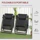 image 4 of Outsunny Foldable Garden Recliner Chair Set of 2 w/ Footstool & Headrest, Black