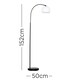 image 3 of ValueLights Curva Gloss Black Floor Lamp with White Dome Shade and LED Bulb