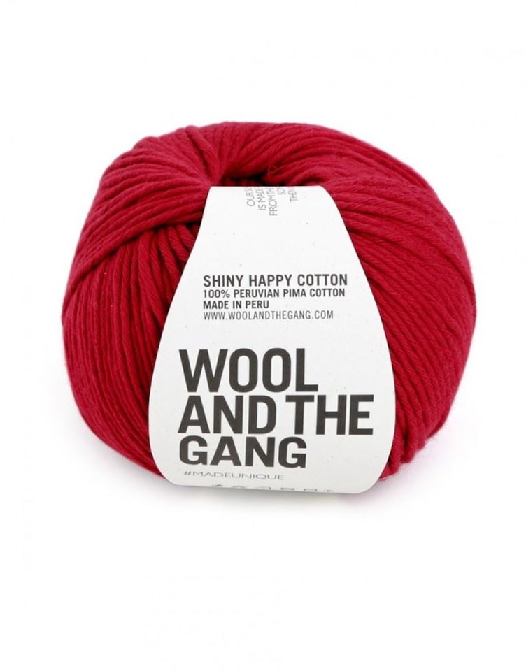 Wool and the Gang Red Shiny Happy Cotton Aran Yarn For Crochet, Knitting - per 100 gram ball