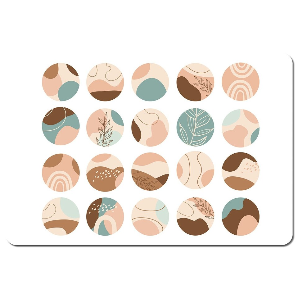Round texture and floral icons in pastel colours (Placemat)