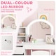 image 4 of AIYAPLAY Kids Vanity Table and Chair Set, Girls Dressing Table with 2-Colour LED Mirror, Stool, Cabinet, Drawer, Bookshelf and Shelves for Ages 3-8 Years | White
