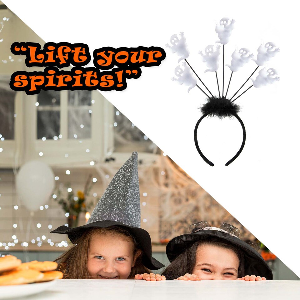 image 1 of PMS Halloween Ghost Headband Bopper, Trick or Treat Party Accessory