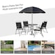 image 6 of Outsunny 6 Piece Garden Dining Set with Umbrella, Patio Sets with Parasol with 4 Folding Dining Chairs & Round Tempered Glass Table, Black