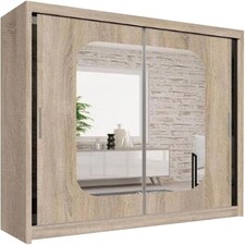 Modern Sliding Wardrobe 120/150/180/203cm White/Black/Grey/Oak Brown | 120cm