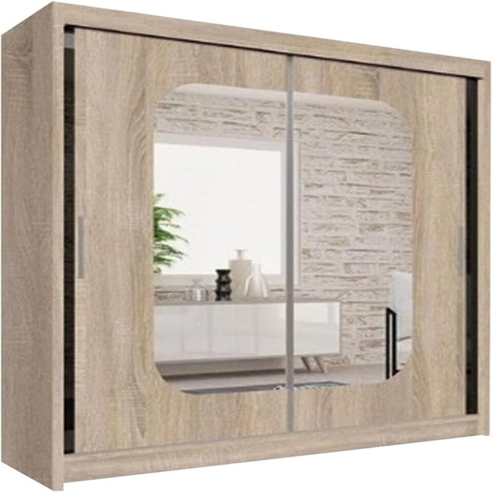 image 1 of Modern Sliding Wardrobe 120/150/180/203cm White/Black/Grey/Oak Brown | 120cm