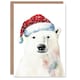 image 1 of Polar Bear Santa Hat Bright Festive Fun Xmas Art Blank Christmas Card