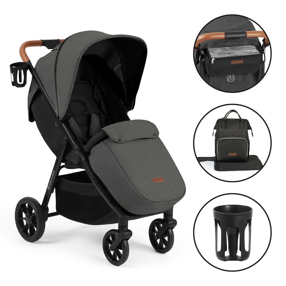 image 1 of Stomp Stride Prime Stroller - Birth to 22kg, Extra-Large Seat, Multi-Terrain Wheels, Raincover, Footwarmer, Cupholder, Buggy Organiser & More (Charcoal Grey)