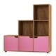 image 1 of 6-Cube Step Shelving Unit With Wooden Door | Brown | Oak & Pink | 1