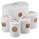 image 1 of Cooks Professional 5 Piece Kitchen Storage Set - Tea, Coffee, Sugar, Bread & Biscuit Tins | White | White & Copper