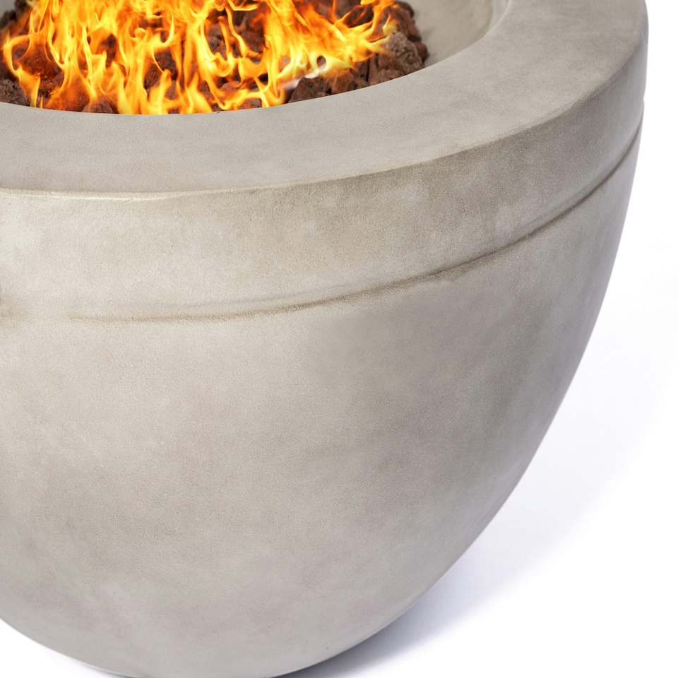 image 1 of MDA Designs TABITI Light Grey Gas Fire Pit for Garden & Patio Luxurious Eco-Stone Finish Outdoor Heater