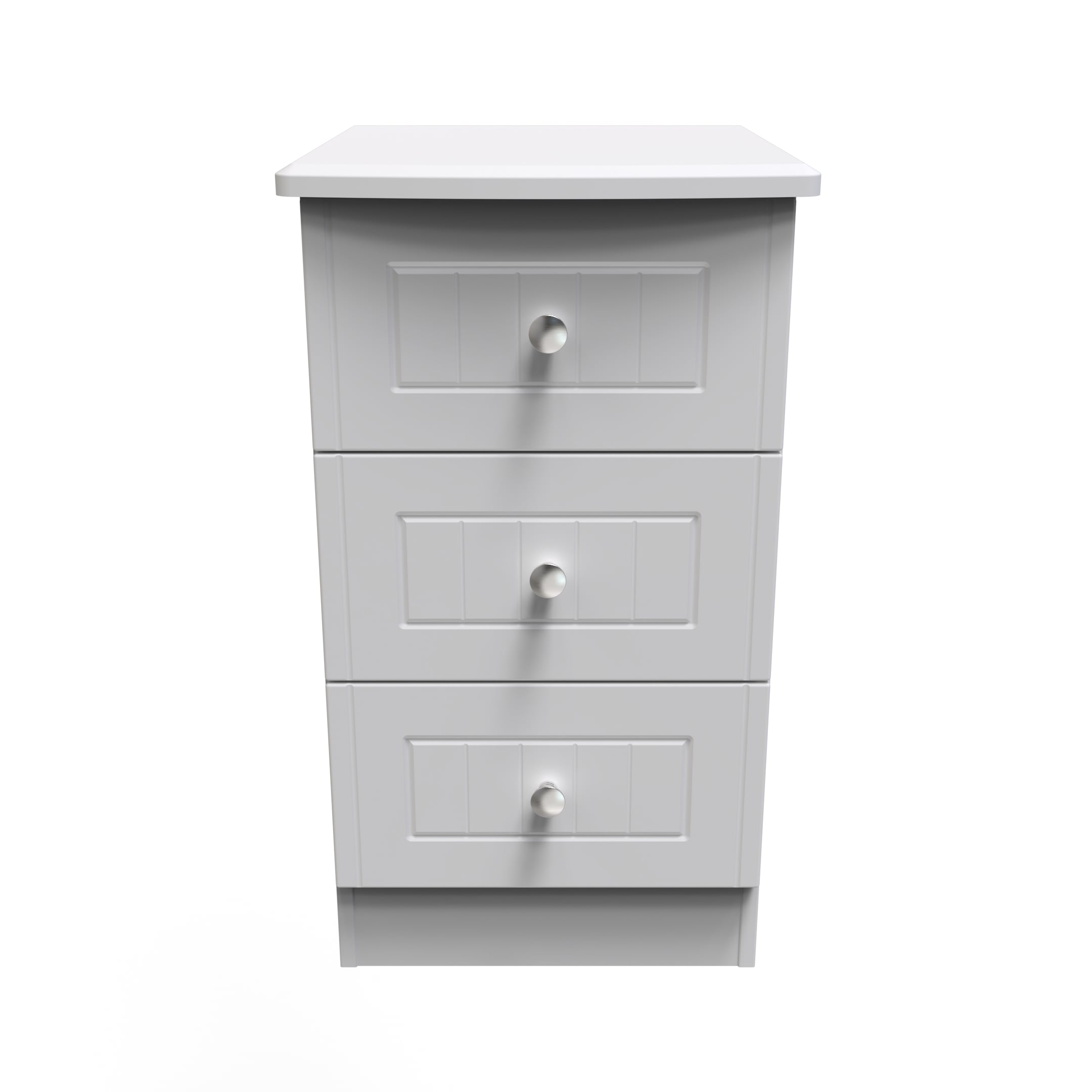 Lancaster 3 Drawer Bedside Cabinet in Grey Matt
