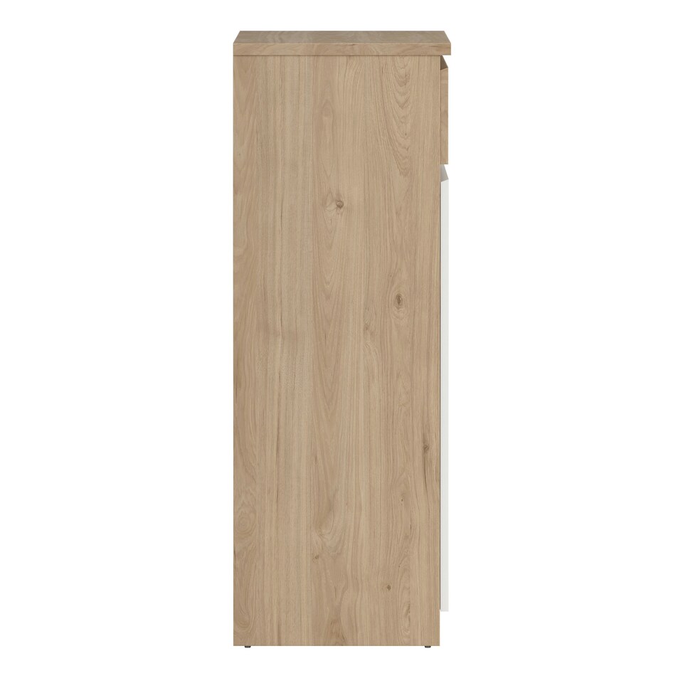image 1 of Naia Shoe Cabinet with 2 Doors 1 Drawer in Jackson Hickory Oak and White