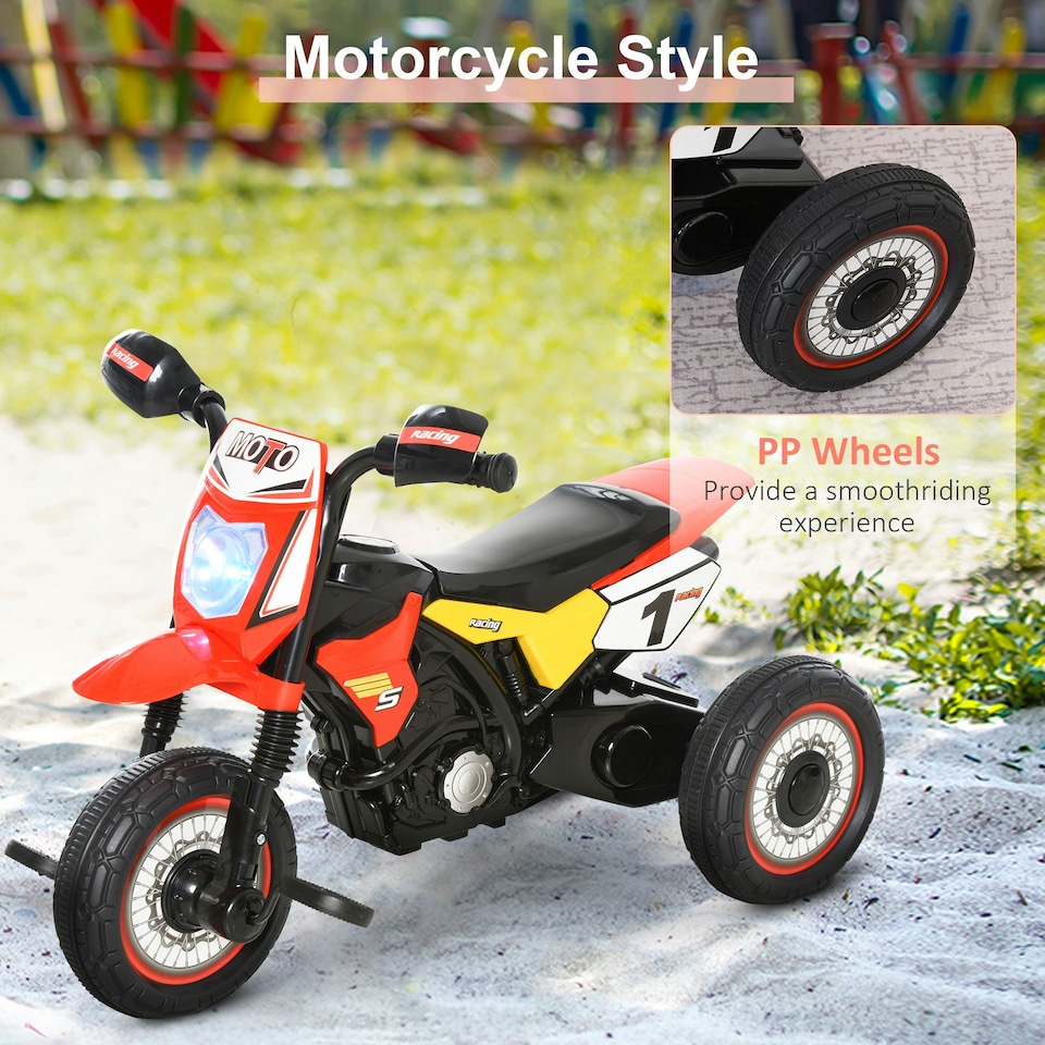 image 1 of HOMCOM Toddler Pedal Tricycle Ride-On Learning Music Lights 18-36 Months Red