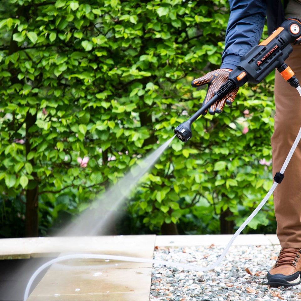 image 1 of Yard Force 20V 2.5Ah 5-in-1 Aquajet Cordless Pressure Cleaner 22 Bar Pressure 370L/h Flow Rate 6m Hose with Accessories | Black