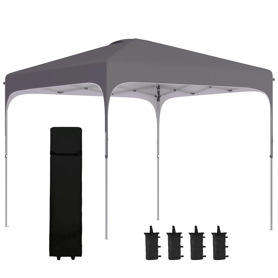 image 1 of Outsunny Pop Up Gazebo Foldable w/ Wheeled Carry Bag & 4 Weight Bags, Grey