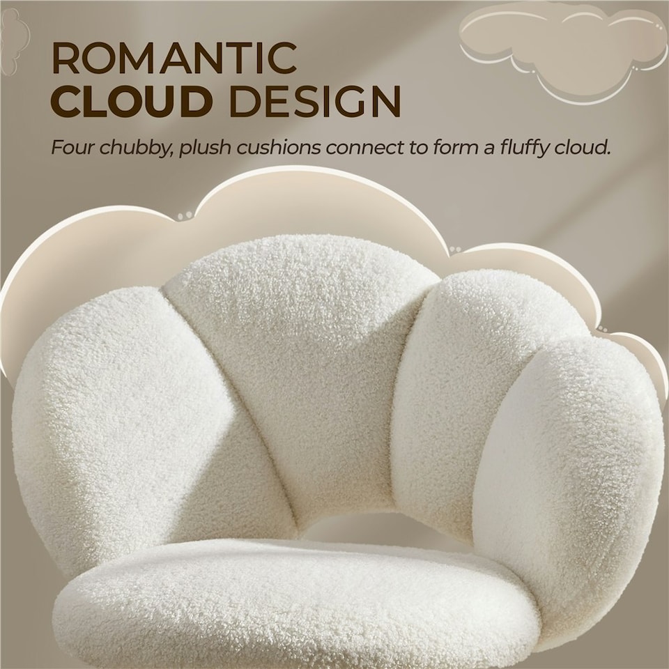 image 1 of Yaheetech Leisure Upholstered Desk Chair with Cloud-Shaped Backrest