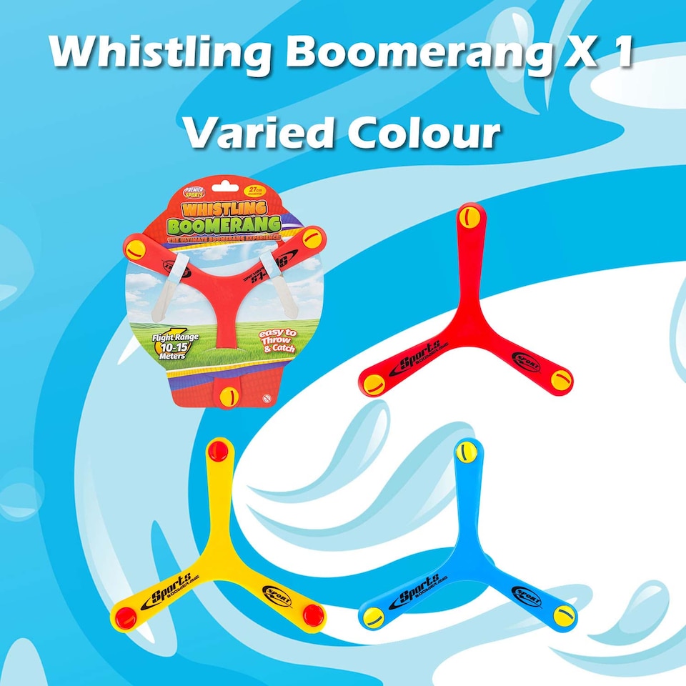 image 1 of PMS Whistling Boomerang Assorted Colours - 27cm Outdoor Summer Garden Game