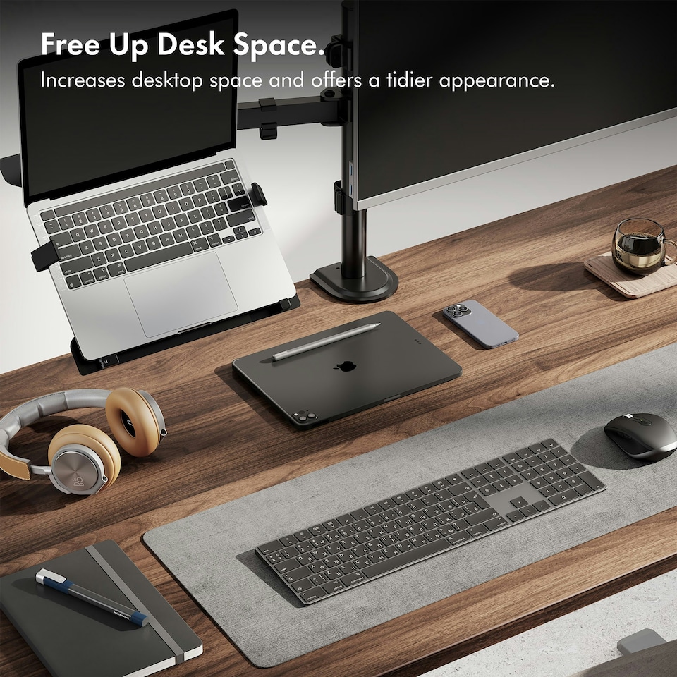 image 1 of VonHaus Monitor Stand with Laptop Tray for 13-32" Screen