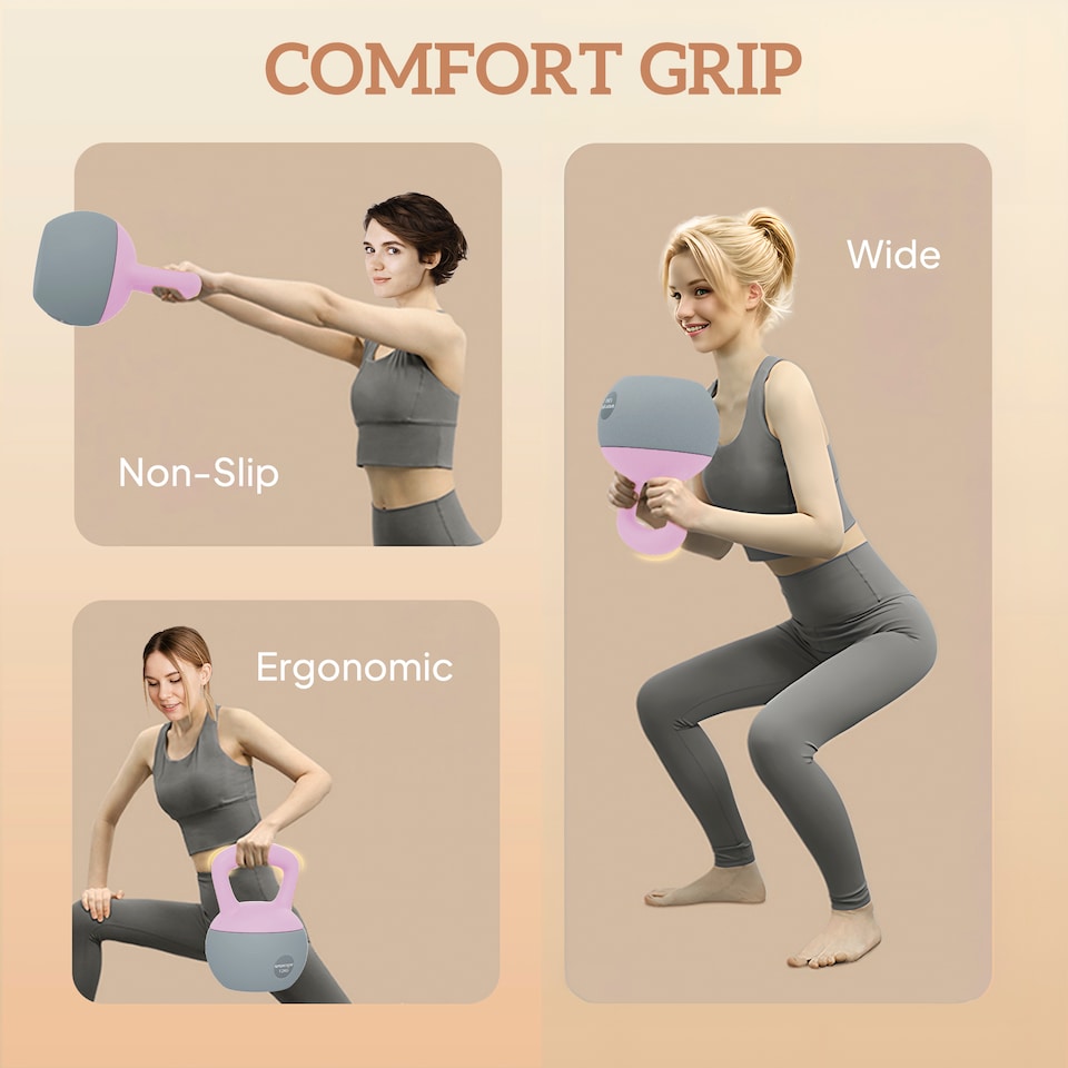 image 1 of SPORTNOW Soft Kettlebell, 4/6/8/10/12kg Kettle Bell with Non-Slip Handle for Home Gym Weight Lifting and Strength Training, Purple and Grey | Purple | 12