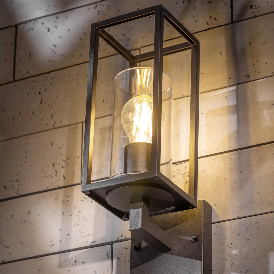 image 1 of CGC CHLOE Up Black E27 Outdoor Wall Lantern Light Clear Diffuser IP54
