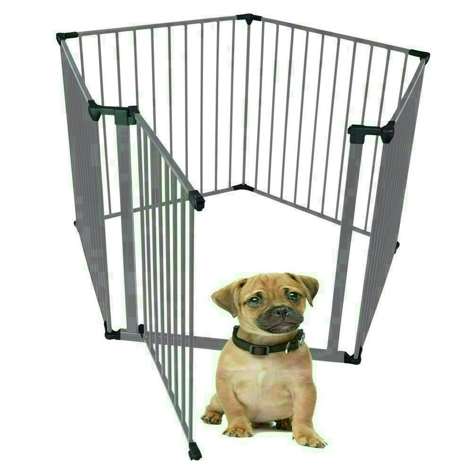 image 1 of Bettacare Pet Pen, Pentagon, Grey, 70cm High, 5 Panels, 1x72cm Door Panel and 4x72cm Side Panels, Dog Pen for Pets and Puppies Grey