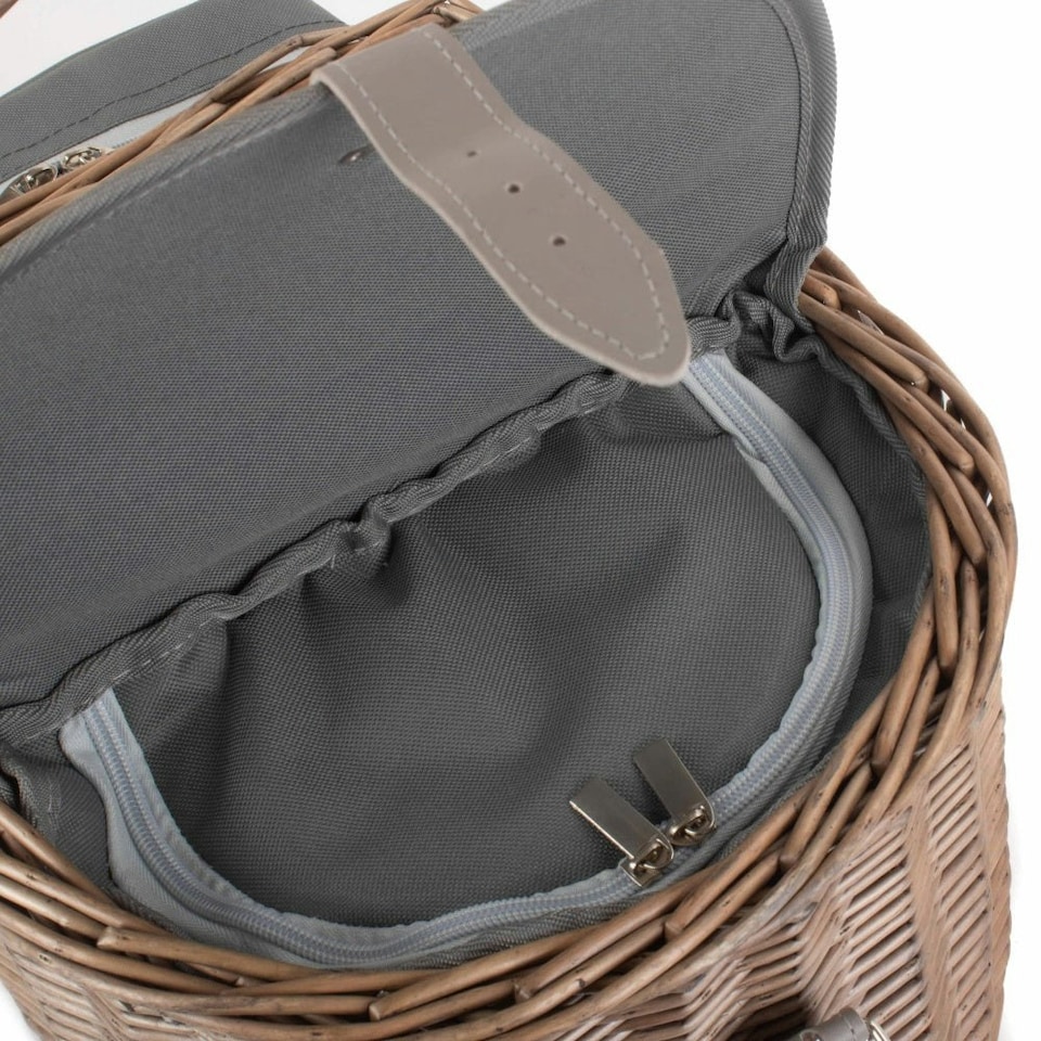 image 1 of 2 Bottle Beach Wicker Picnic Basket Hamper