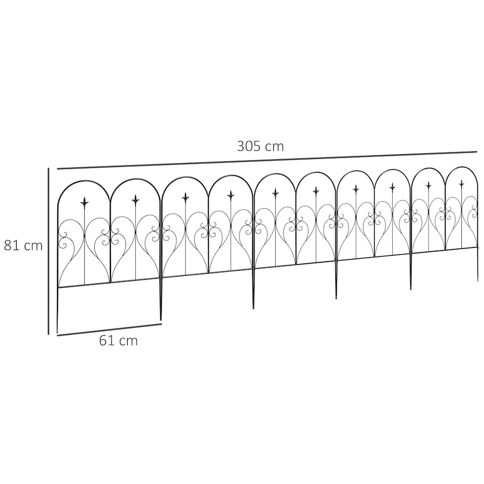image 1 of Outsunny 5PCs Decorative Garden Fencing 32in x 10ft Metal Border Edging