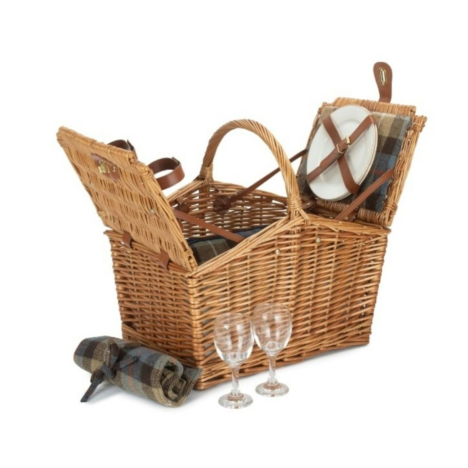 image 1 of 2 Person Ravenstor Slope-Sided Fitted Wicker Picnic Basket