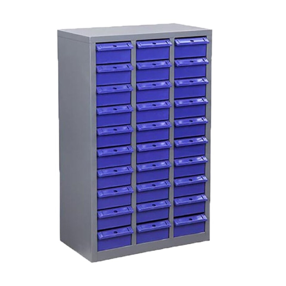 image 1 of Blue 30 Drawers Parts Cabinet Storage Unit