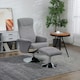 image 2 of HOMCOM Upholstered Swivel Recliner Armchair with Ottoman, Grey | Grey