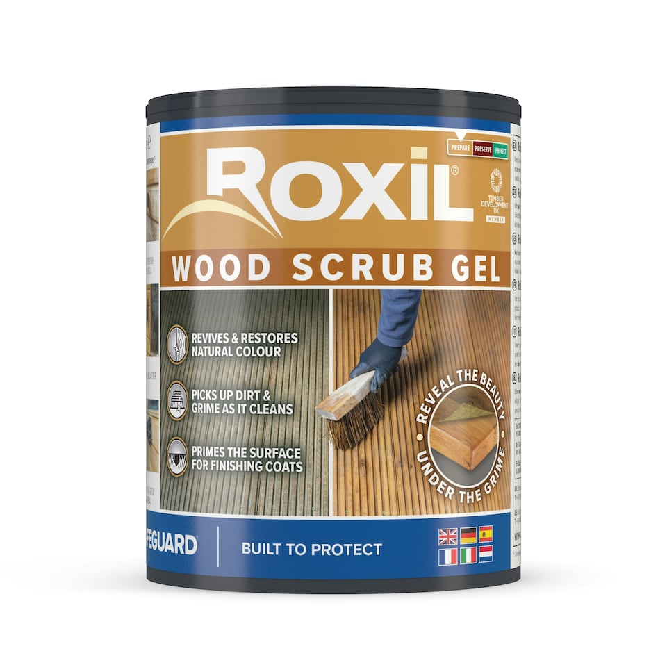 image 1 of Roxil Wood Scrub Gel - 5L - Oxalic Acid-Based Wood Cleaner Reviver for Decking & Furniture