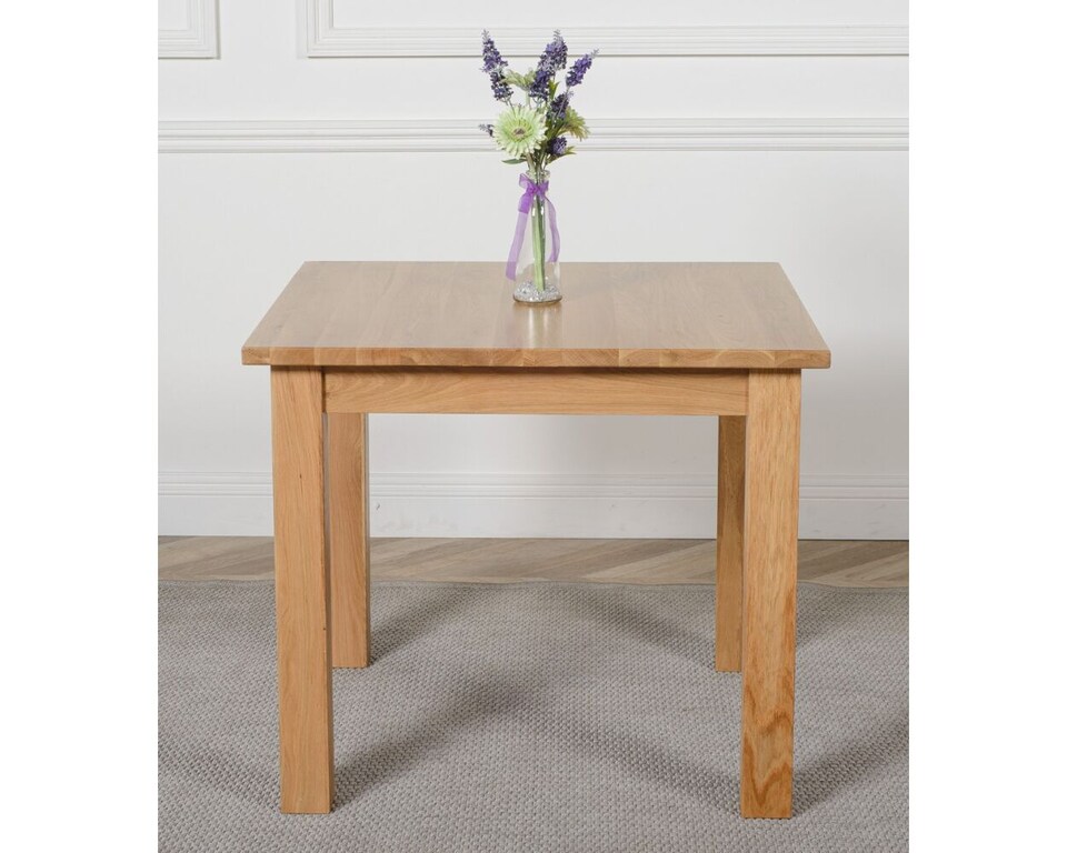 image 1 of Oslo 90 x 90 cm Oak Small Dining Table and 4 Berkeley Leather Chairs | Brown | Brown
