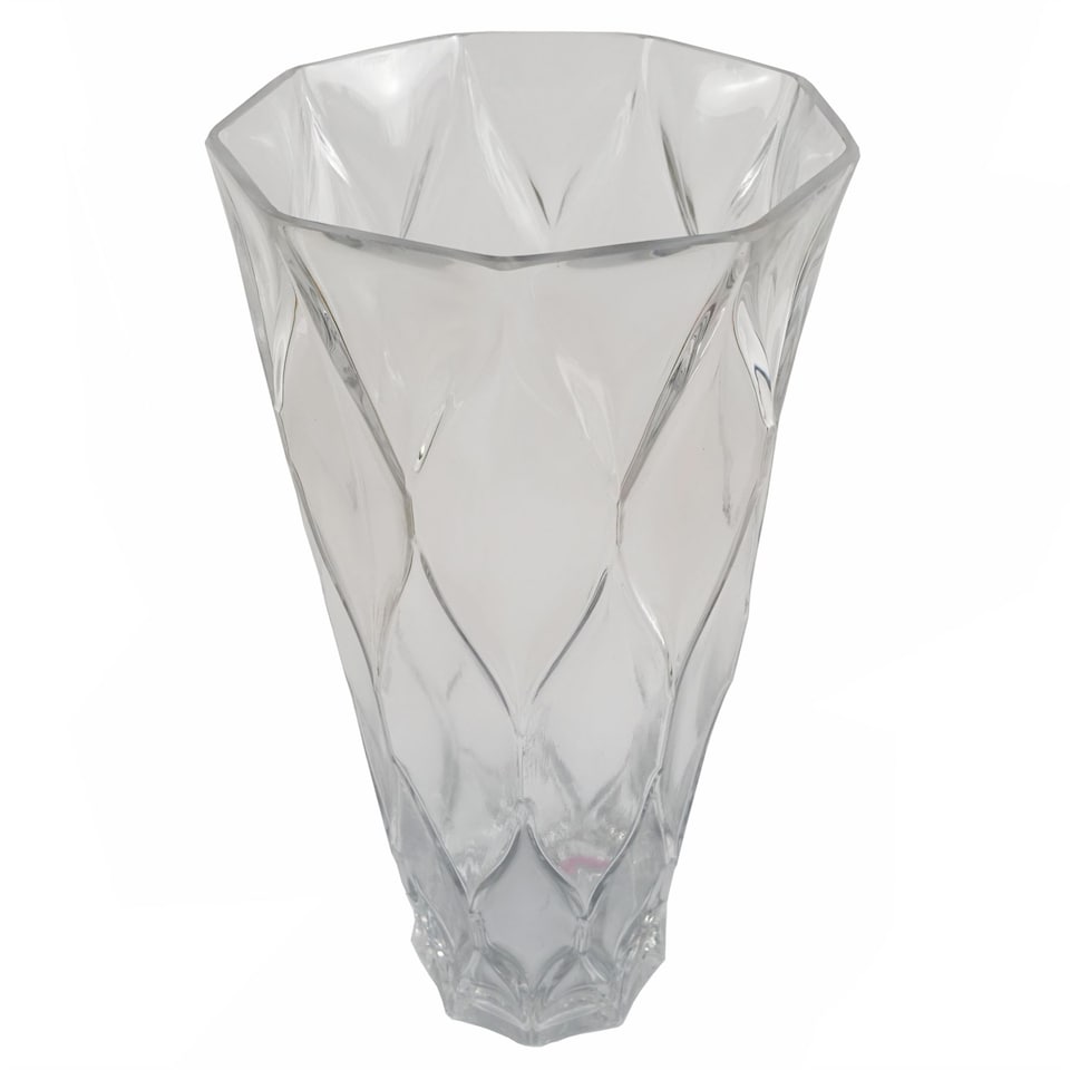 image 1 of 35cm Clear Chunky Ridged Glass Vase | White | 35