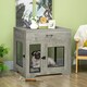image 2 of PawHut Modern Pet Crate End Table w/ Double Doors, Drawer, for Medium Dogs