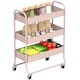 image 1 of HOMCOM 3-Tier Storage Trolley on Wheels, Rolling Utility Cart with Mesh Backets, Mobile Storage Cart for Kitchen, Bathroom, Bedroom, Light Pink | Pink | Pink