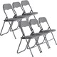 image 1 of 6 Pc Folding Lightweight Chair Set Portable Metal Frame PVC Velvet Ribcord Seats | Multi | Light Grey