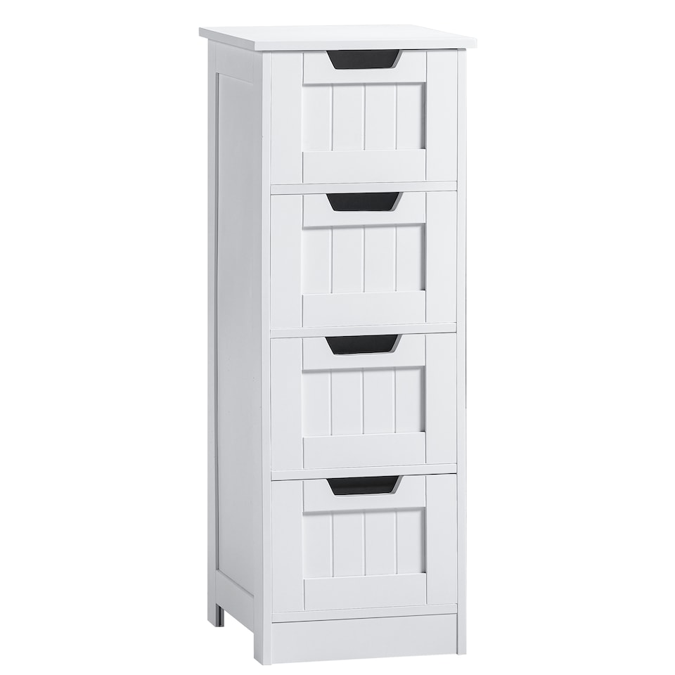 image 1 of Bath Vida Priano 4 Drawer Freestanding Bathroom Storage Cabinet, White | White | 1