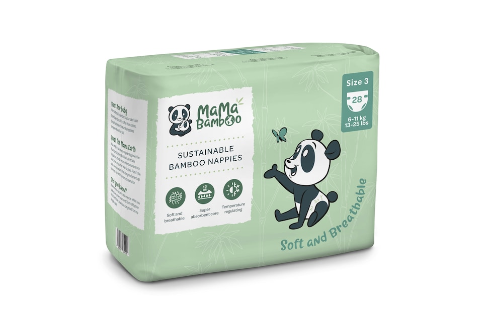 image 1 of Mama Bamboo Sustainable Bamboo Nappies (Size 3) (28 pk)