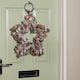 image 2 of 45cm Frosted Hanging Christmas Star Wreath with Red Jingle Bells & Wooden Stars