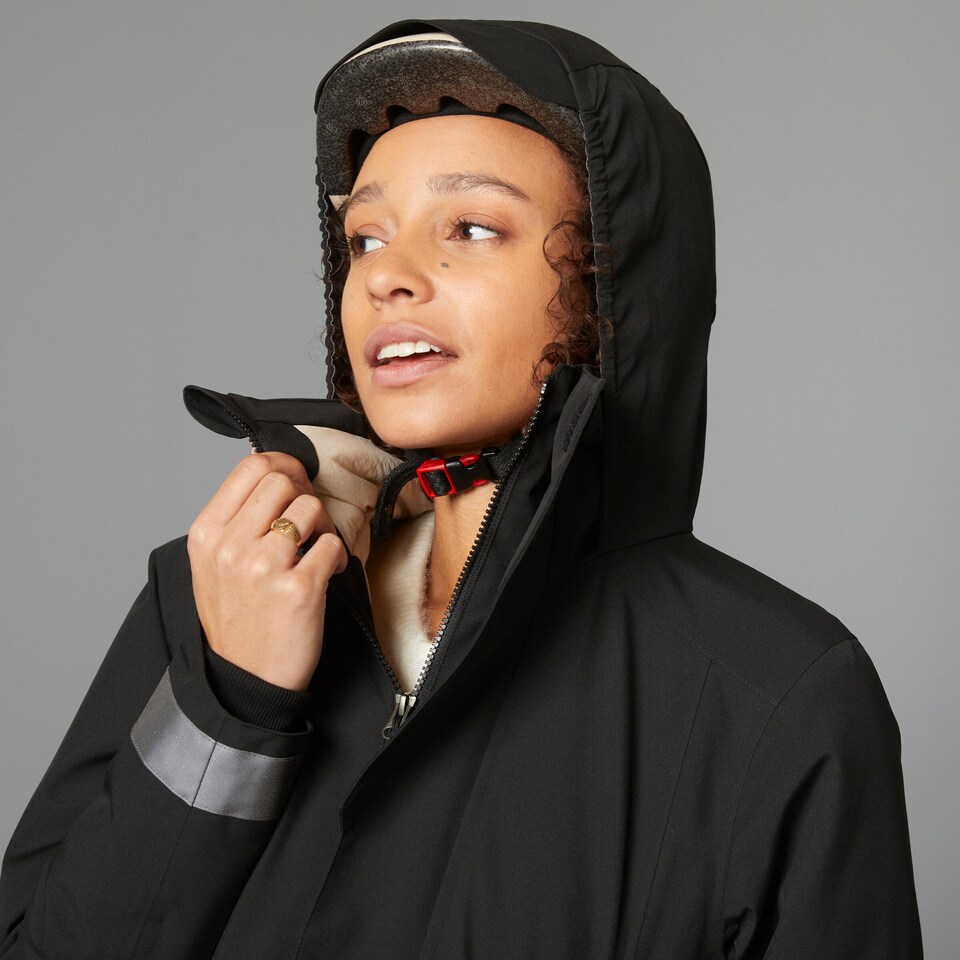 image 1 of Decathlon Women's City Cycling Night Visibility Warm Rain Jacket 540 - Black