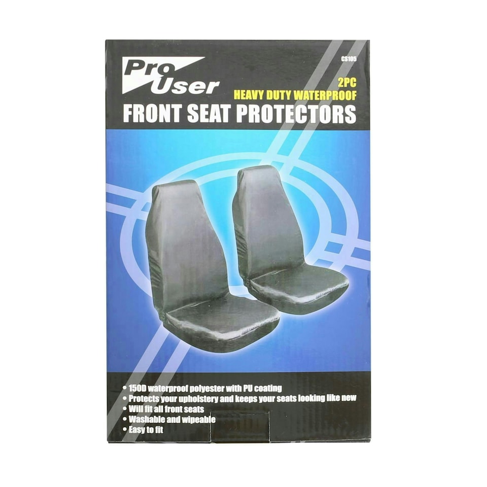 image 1 of Pro User Universal Waterproof Car Seat Covers - Black - Pack of 2