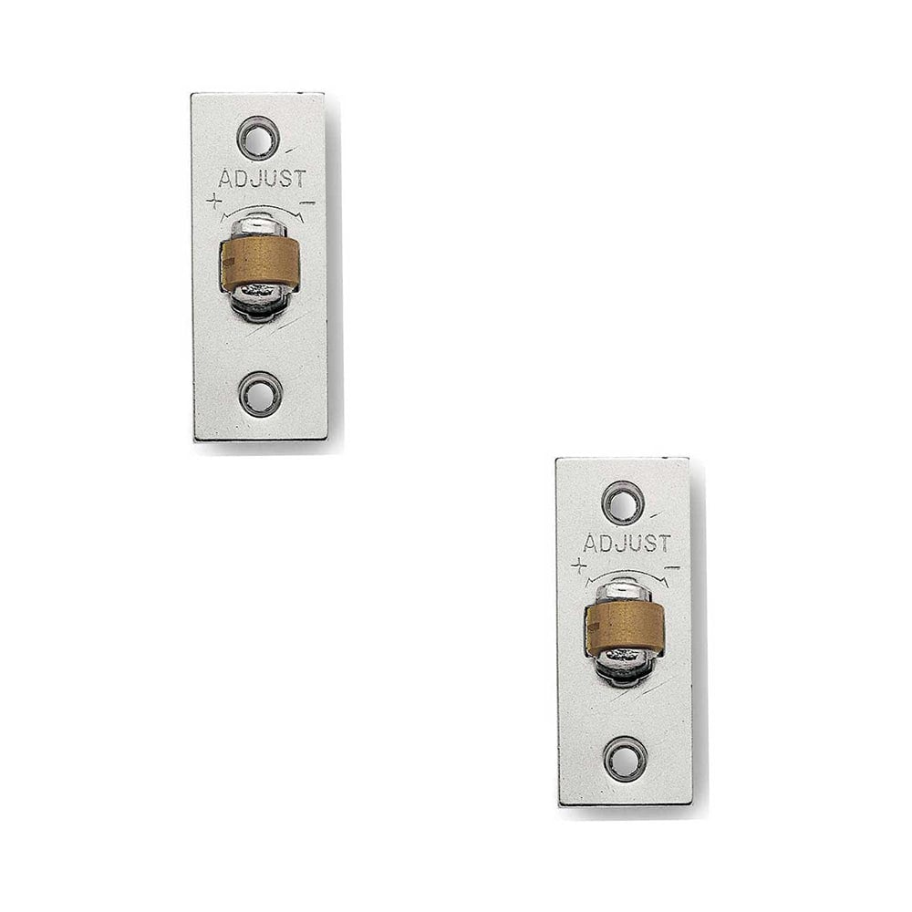 2 PACK High-Quality Adjustable Rollerbolt Catches with Brass Roller - 36mm Satin Nickel Finish