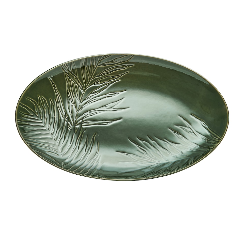 image 1 of Mikasa Serving Platter Green Ceramic Oval 36cm