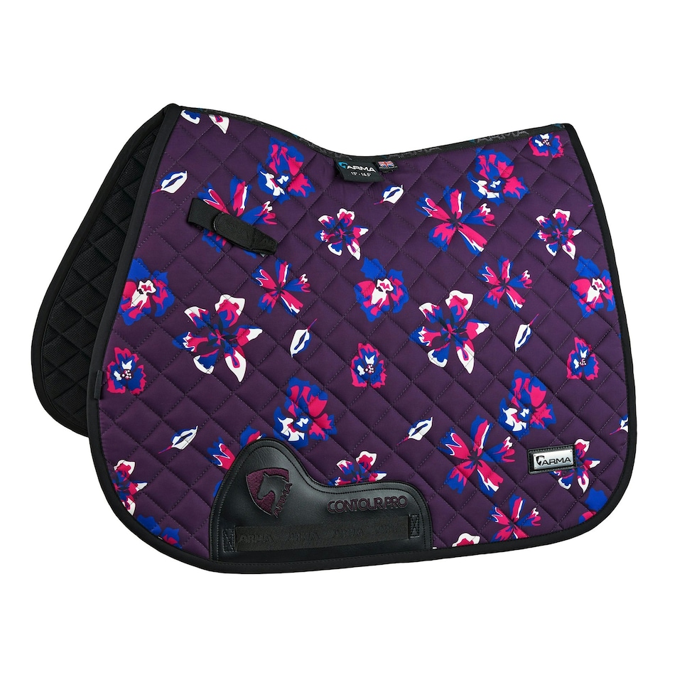 image 1 of ARMA Hyde Park Flowers Horse Saddlecloth - Purple/Black - 14in - 14in