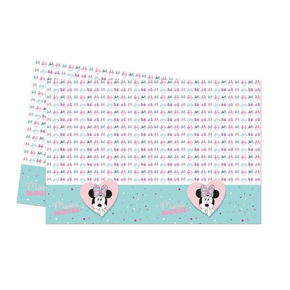 image 1 of Disney Gem Minnie Mouse Party Party Table Cover - White/Blue/Pink - One Size